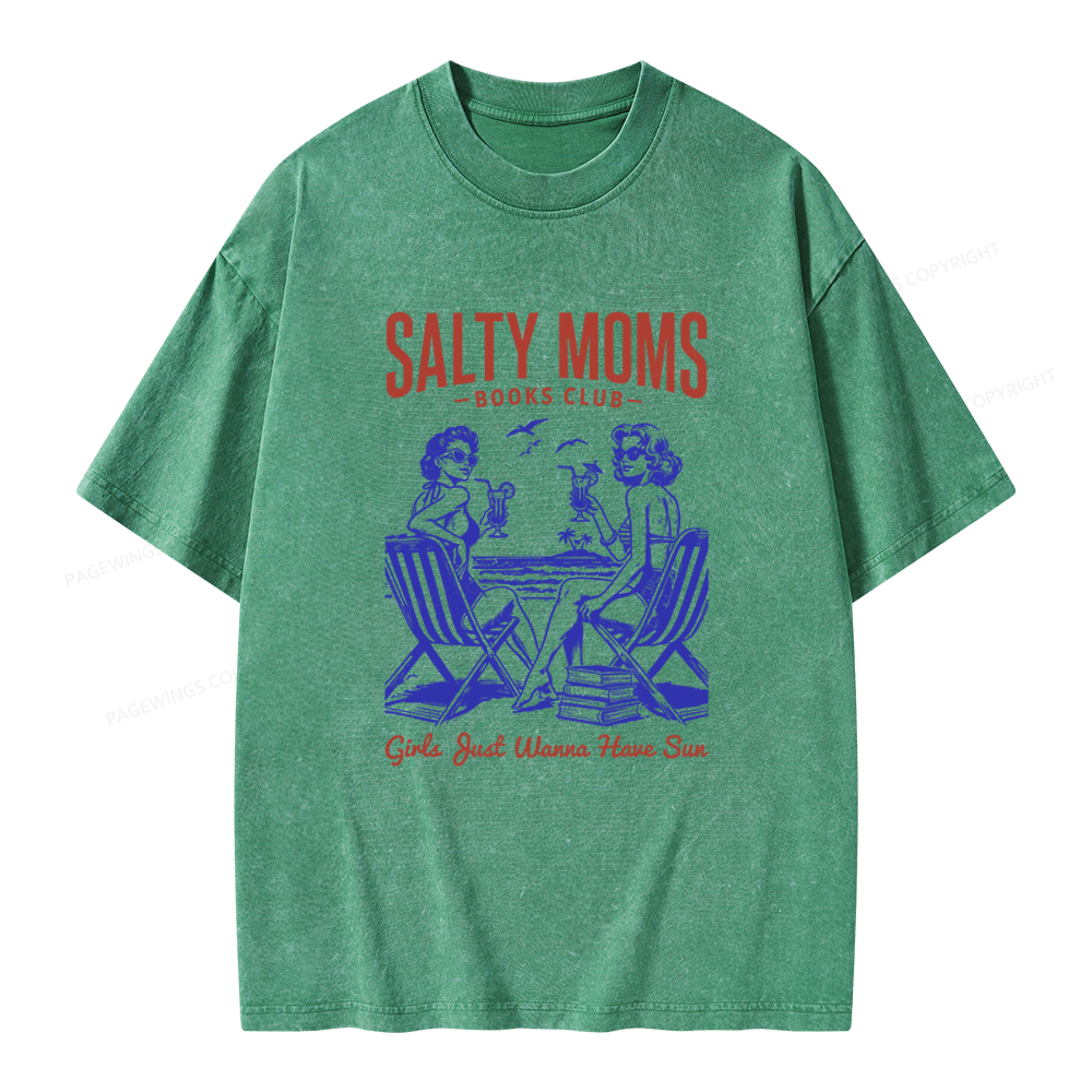 Pagewings Salty Moms Books Club Unisex Washed T-shirt