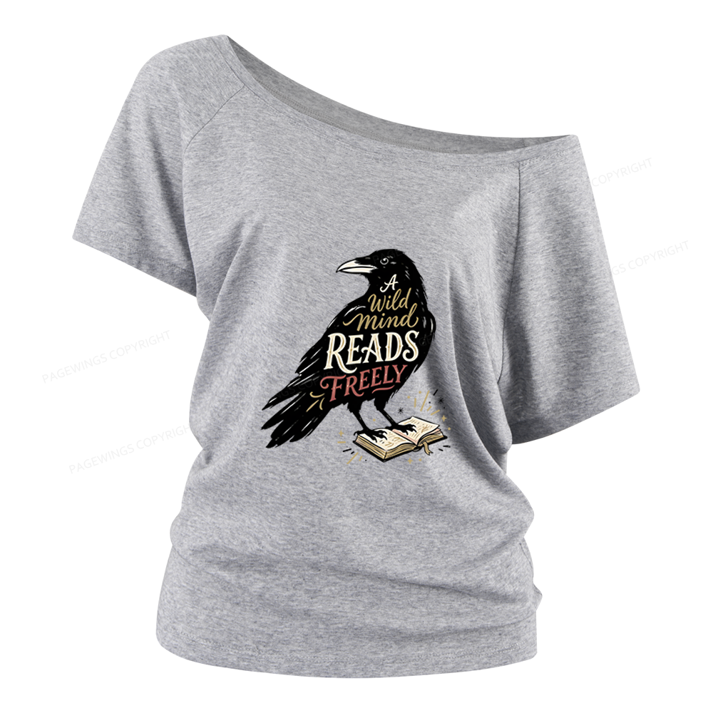 Pagewings A Wild Mind Reads Freely Women Off Shoulder T-shirts