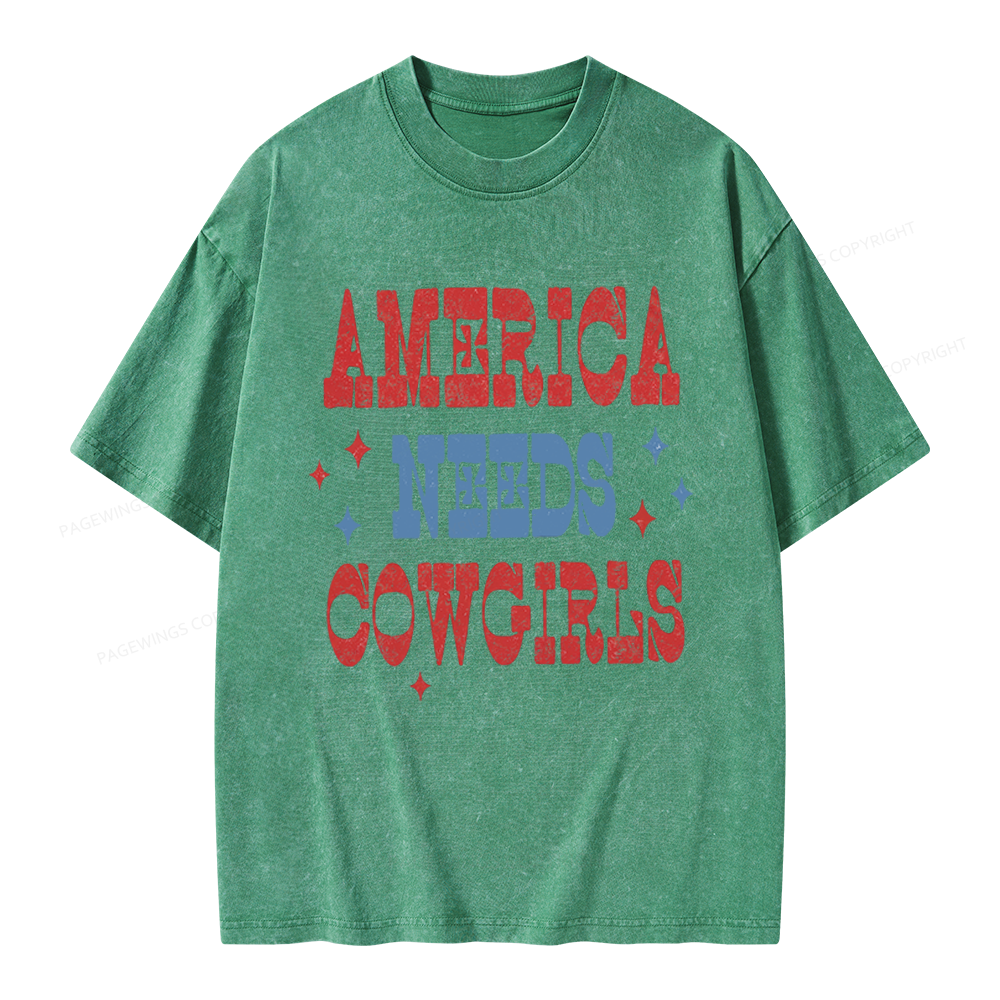 Pagewings America Needs Reading Unisex Washed T-shirt