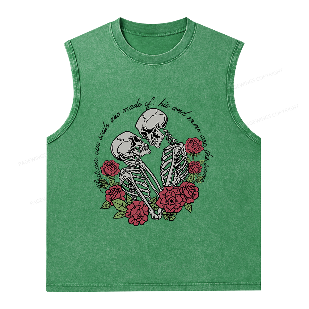 Pagewings Gothic Romance Skeleton Lovers Unisex Washed Tank Top