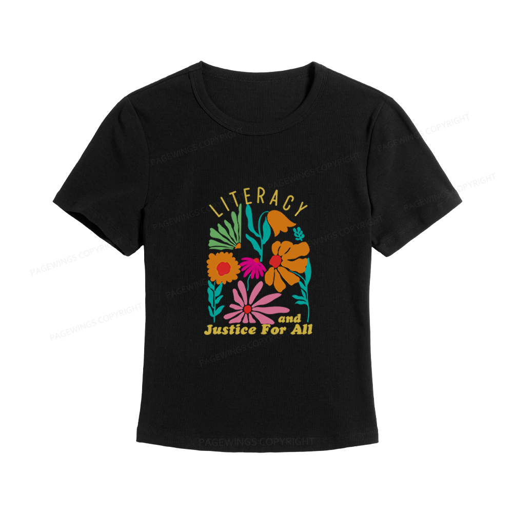 Pagewings Literacy and Justice for All Women's Baby Tee
