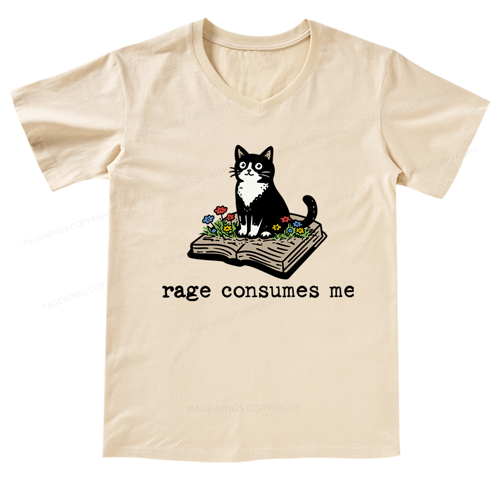 Pagewings Rage Consumes Me V-neck T-shirt