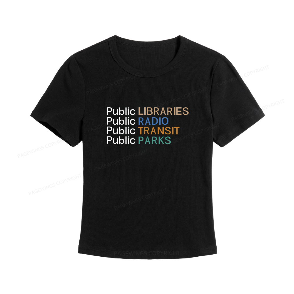 Pagewings Public Libraries Radio Transit Parks Women's Baby Tee