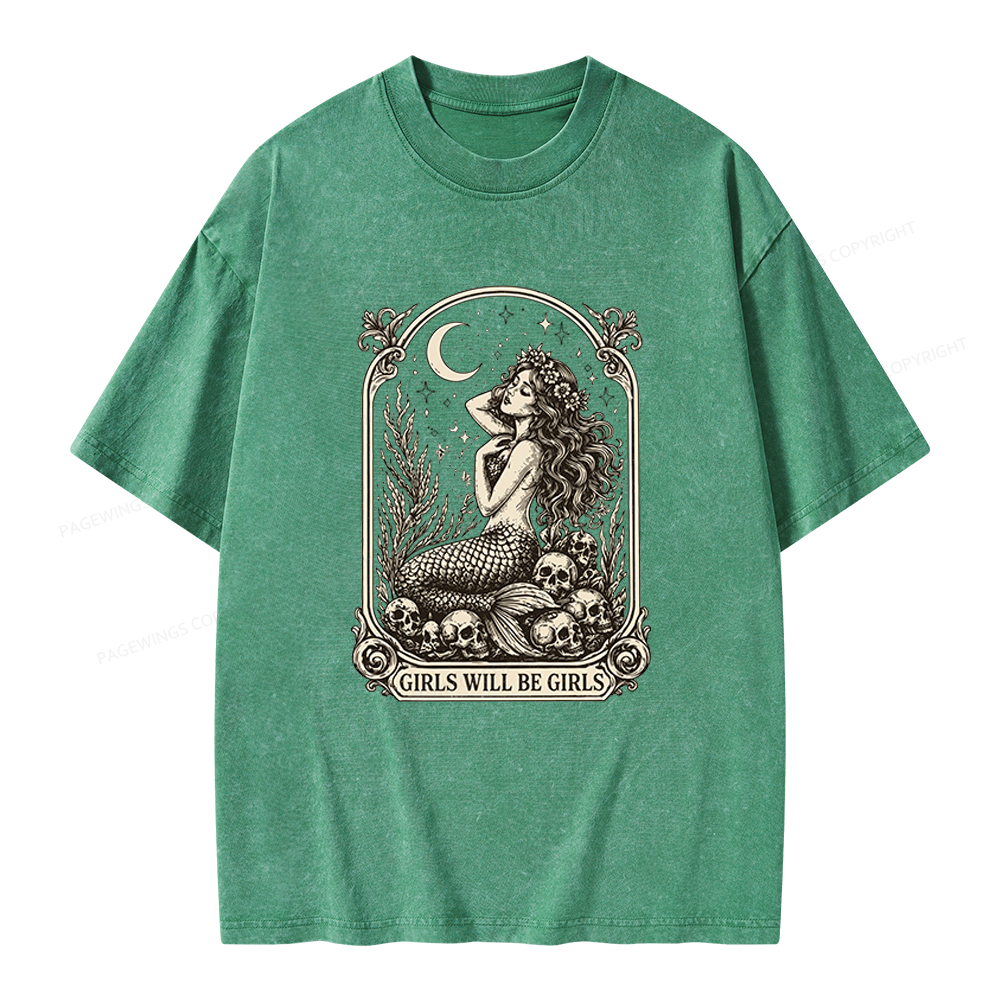 Pagewings Girls Will Be Girls Unisex Washed T-shirt