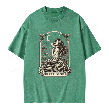 Pagewings Girls Will Be Girls Unisex Washed T-shirt
