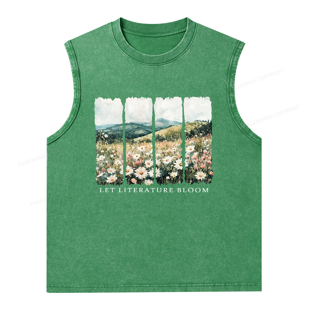 Pagewings Let Literature Bloom Unisex Washed Tank Top