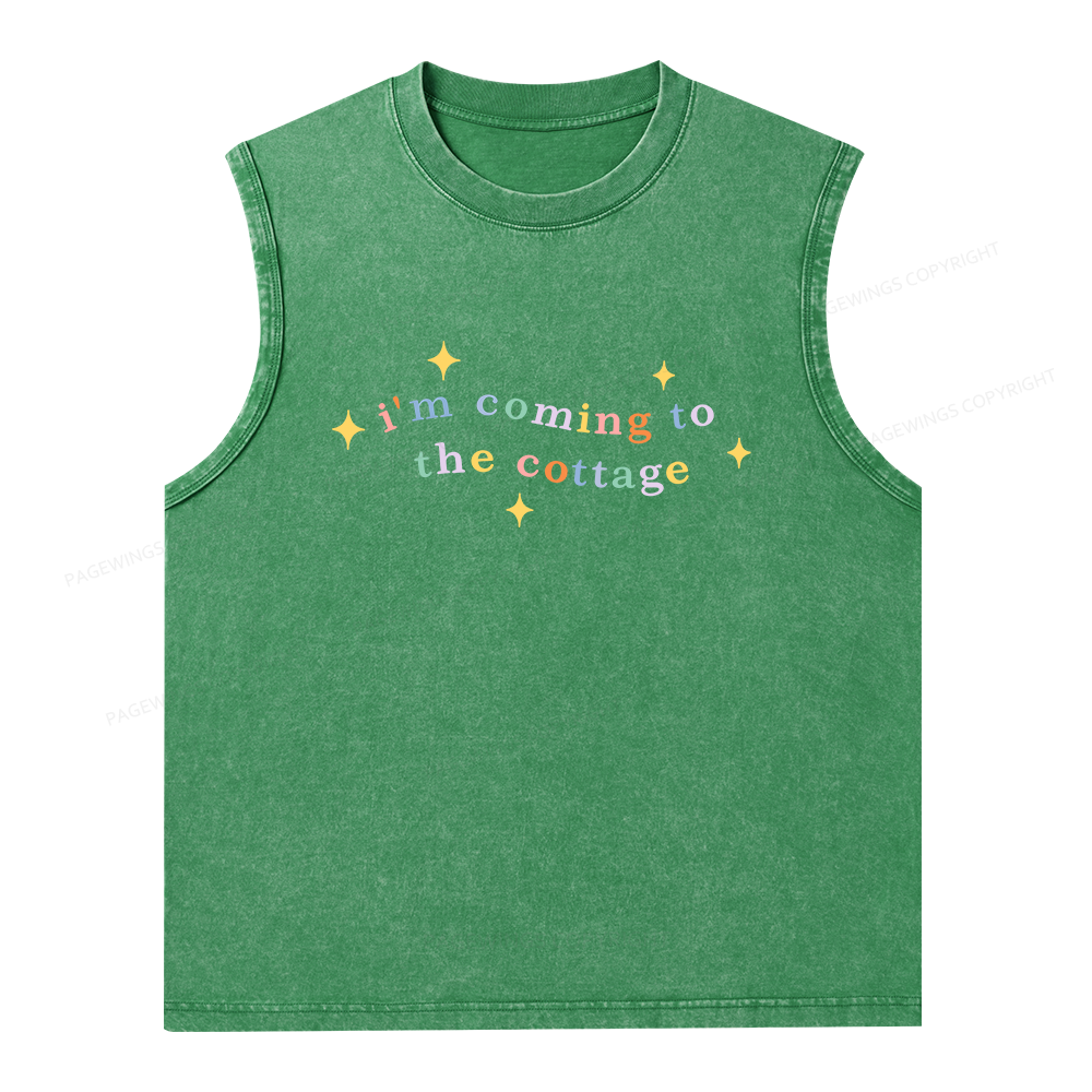 Pagewings I'm Coming To The Cottage Unisex Washed Tank Top