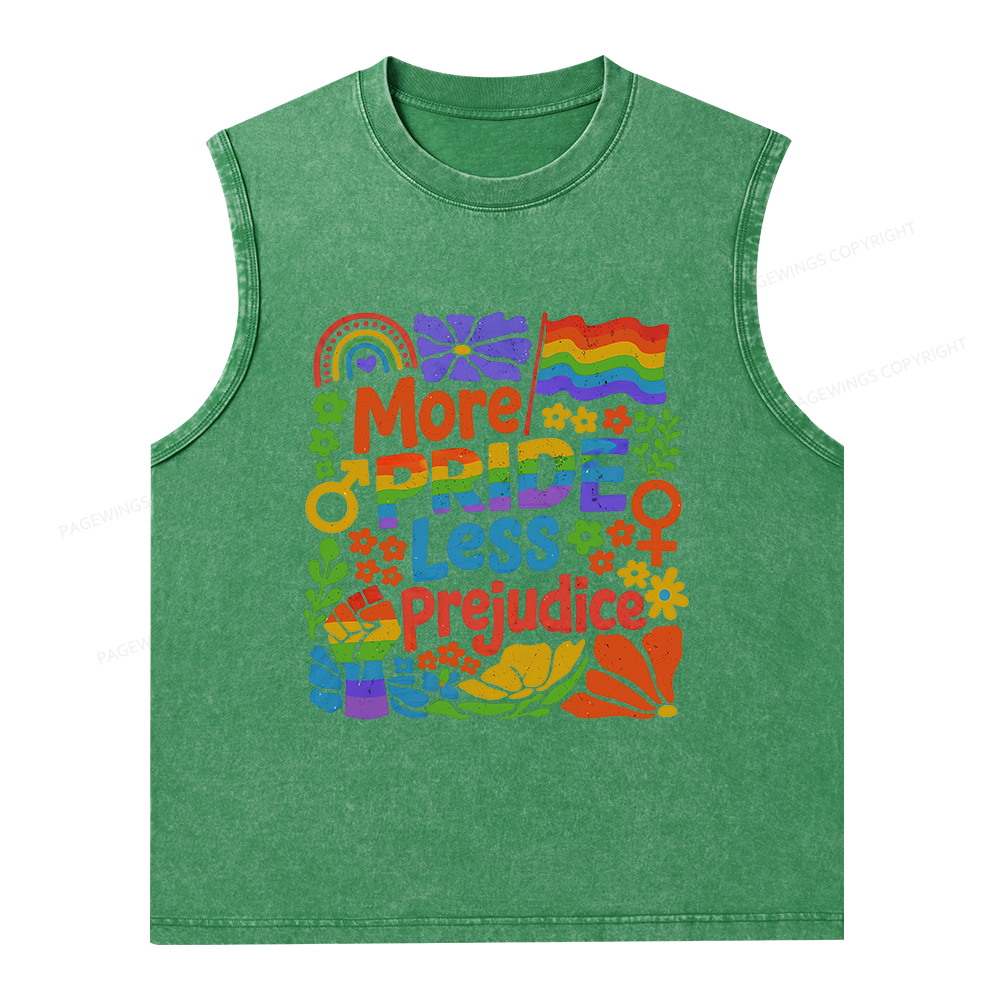 Pagewings More Pride Less Prejudice Unisex Washed Tank Top