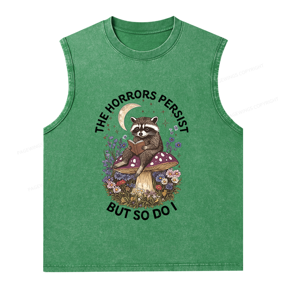 Pagewings The Horrors Persist But So Do I Unisex Washed Tank Top