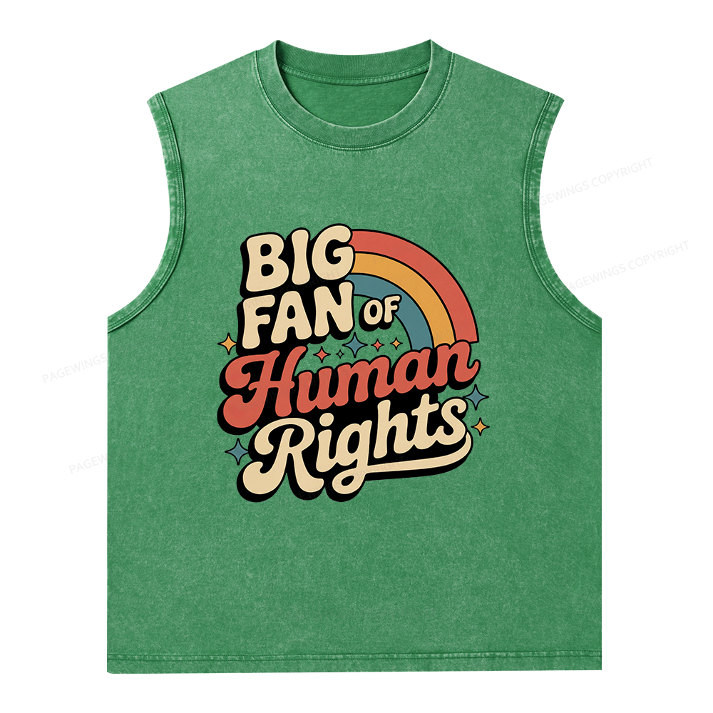 Pagewings Big Fan of Human Rights Unisex Washed Tank Top