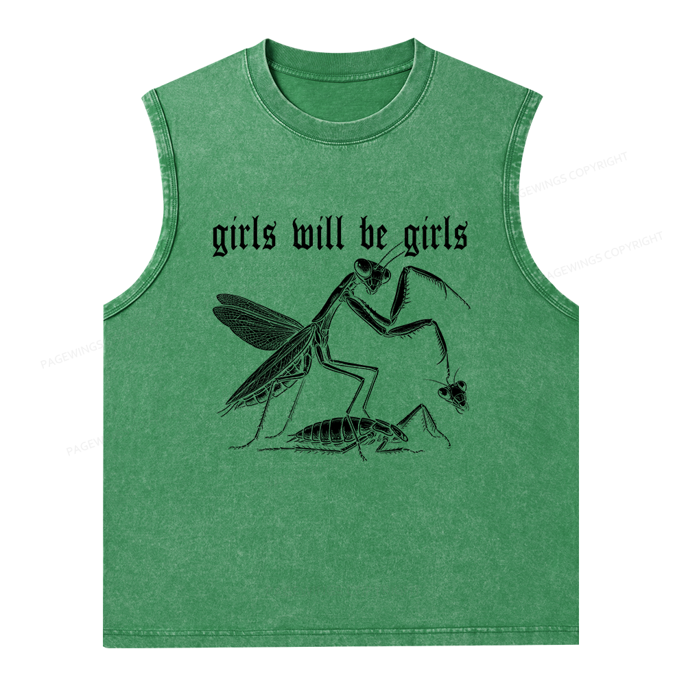 Pagewings Girls Will Be Girls Unisex Washed Tank Top
