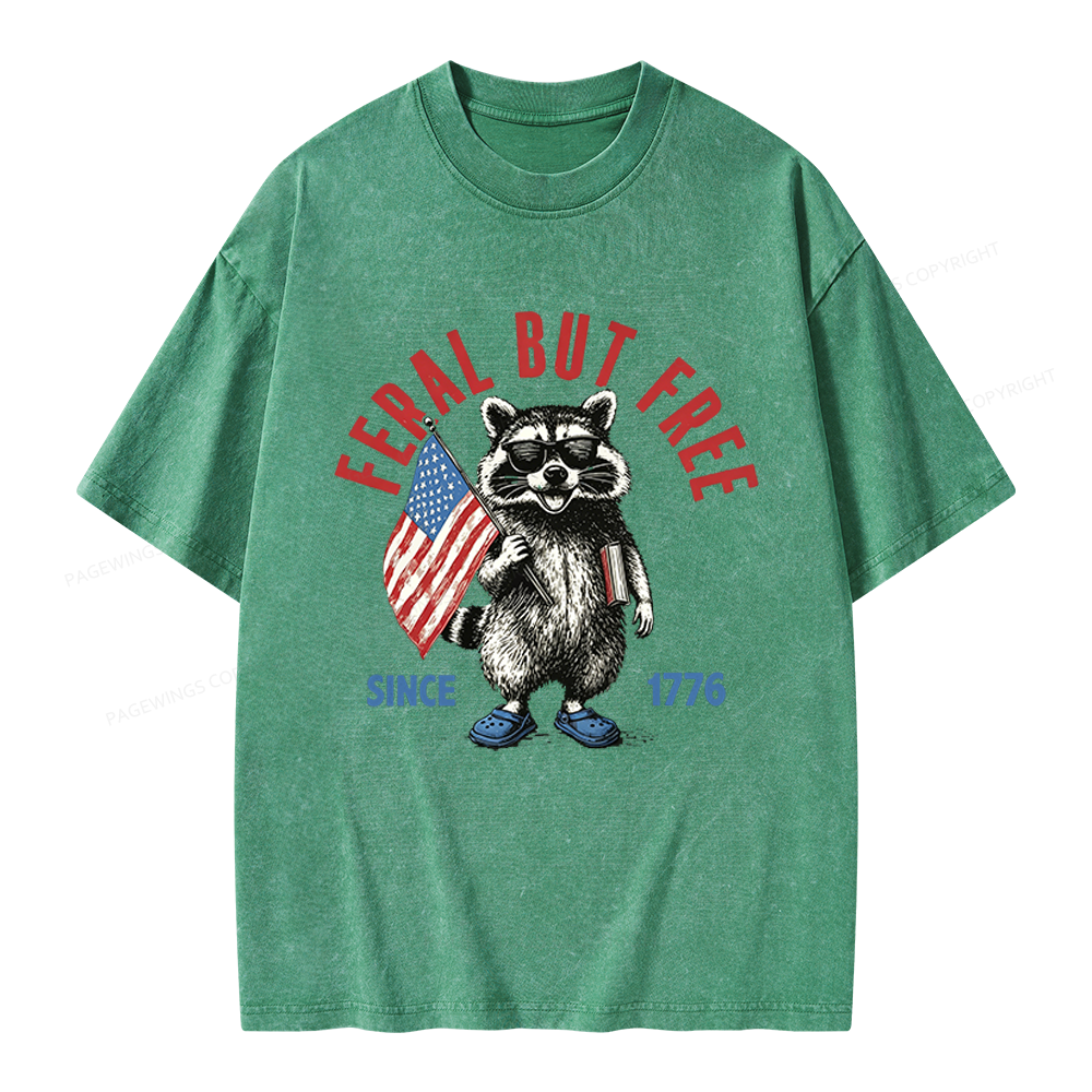 Pagewings Feral But Free Unisex Washed T-shirt