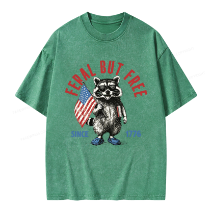 Pagewings Feral But Free Unisex Washed T-shirt