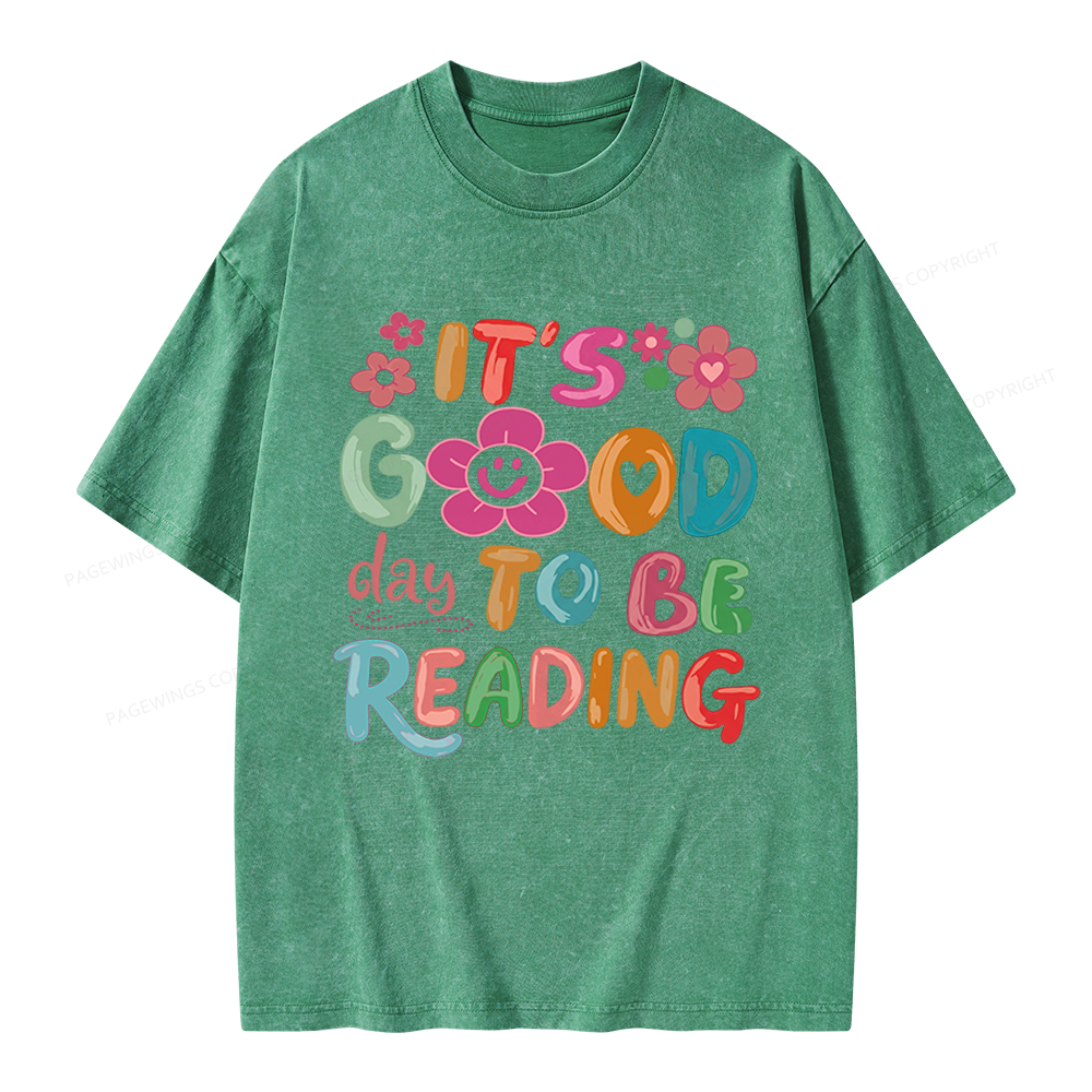Pagewings It's a Good Day To Be Reading Unisex Washed T-shirt