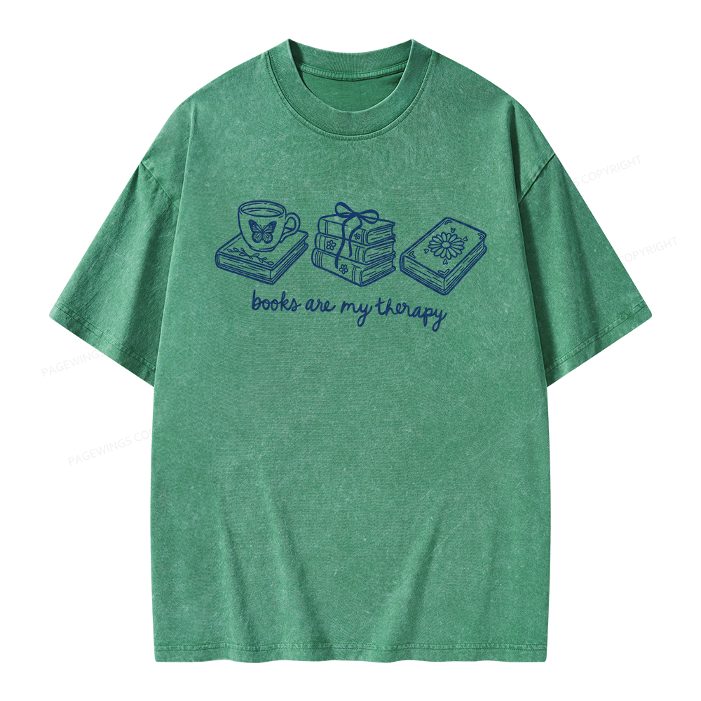 Pagewings Books Are My Therapy Unisex Washed T-shirt