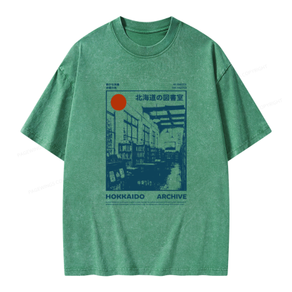 Pagewings Japanese Library Unisex Washed T-shirt