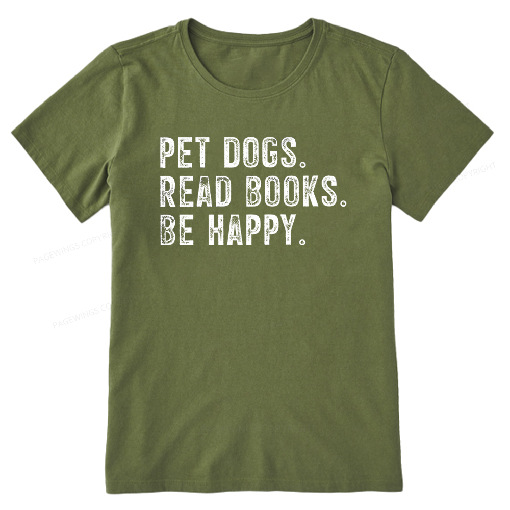 Pagewings Pet Dogs Read Books Be Happy Unisex Classic T-shirt