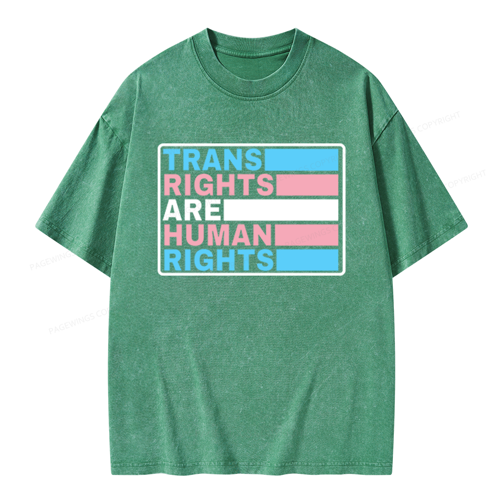 Pagewings Trans Rights Are Human Rights Unisex Washed T-shirt