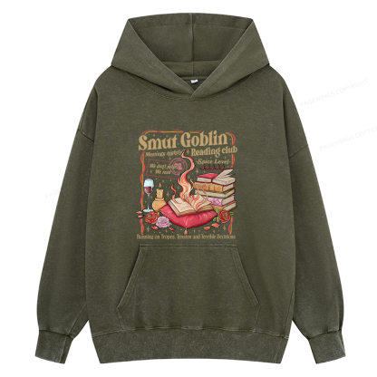 Pagewings Smut Goblin Dark Romance Bookish Unisex Washed Hoodie
