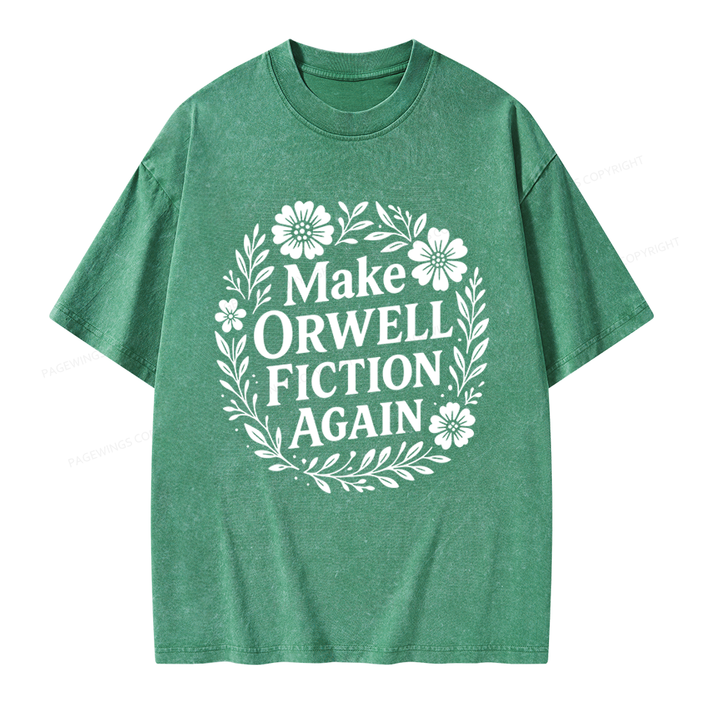 Pagewings Make Orwell Fiction Again Unisex Washed T-shirt