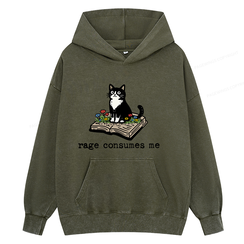 Pagewings Rage Consumes Me Unisex Washed Hoodie