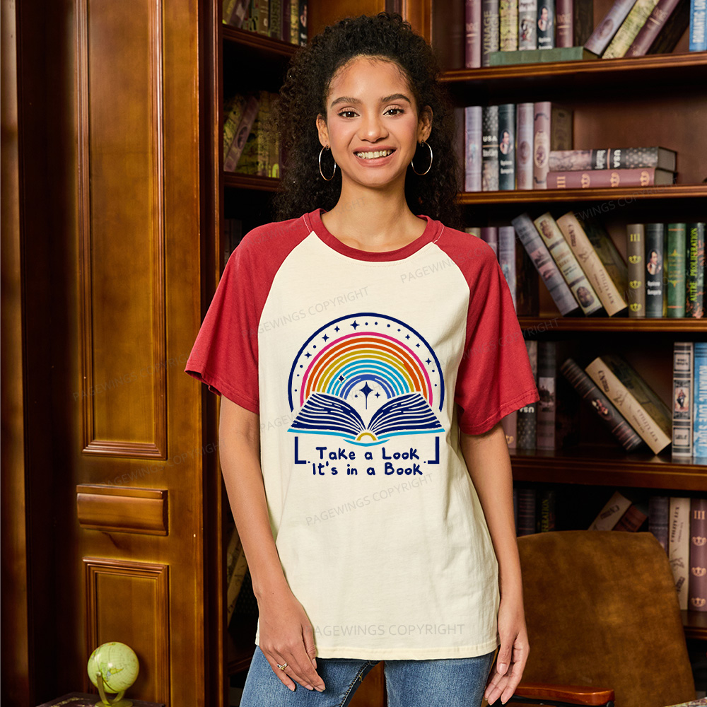 Pagewings Take A Look It's In A Book Raglan T-shirt