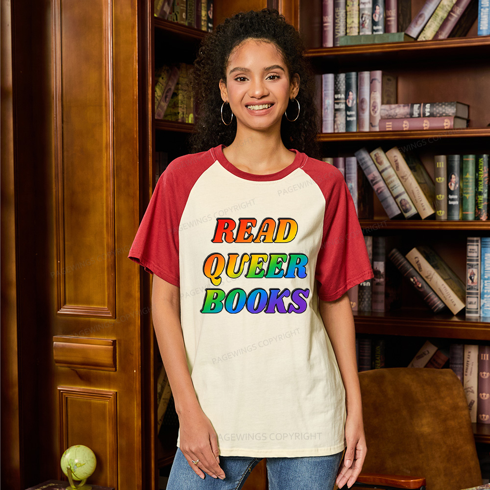 Pagewings Queer Books Raglan T-shirt