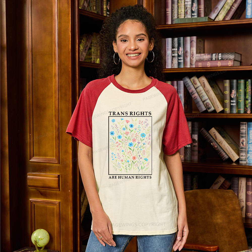 Pagewings Trans Rights Are Human Rights Raglan T-shirt