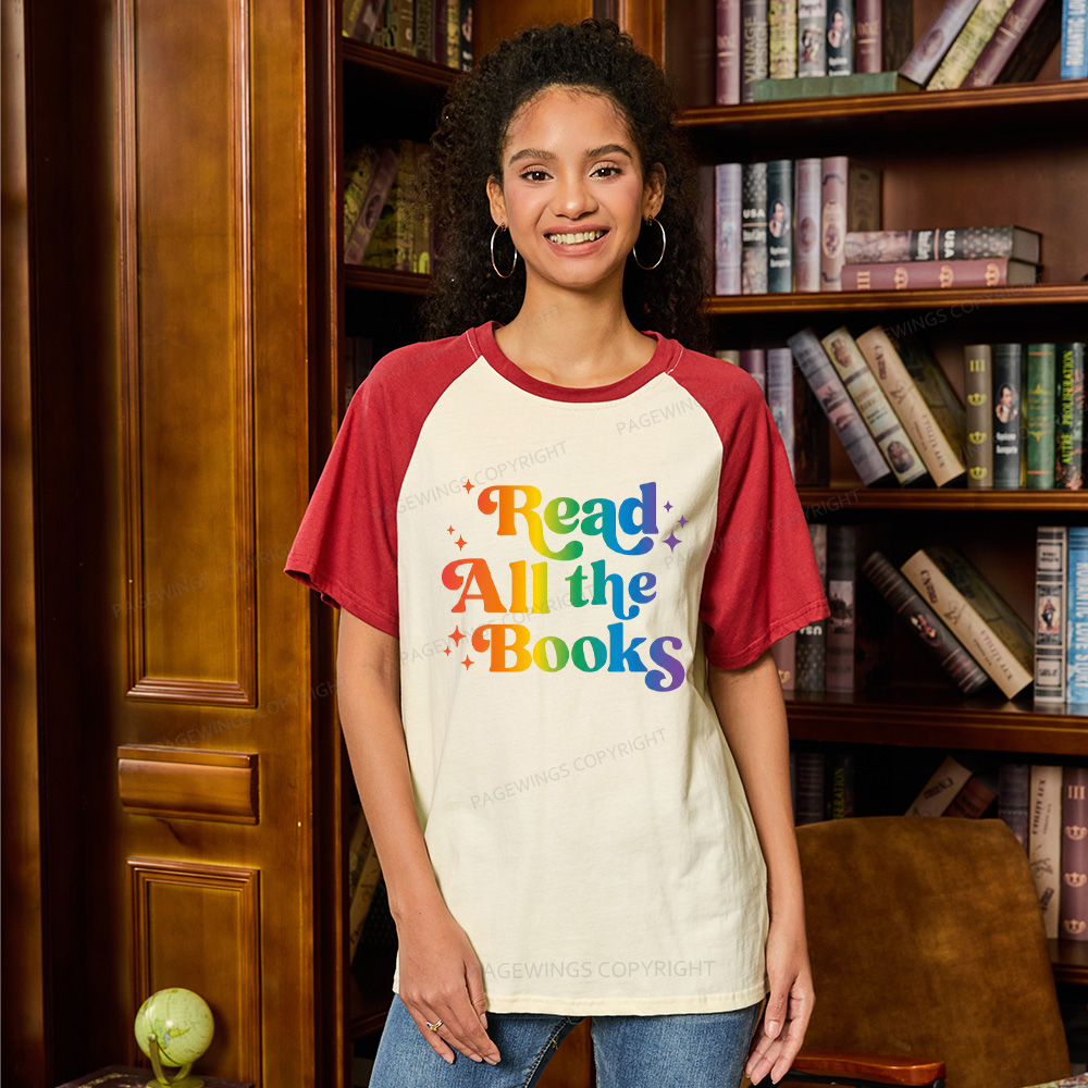 Pagewings Read All the Books Raglan T-shirt