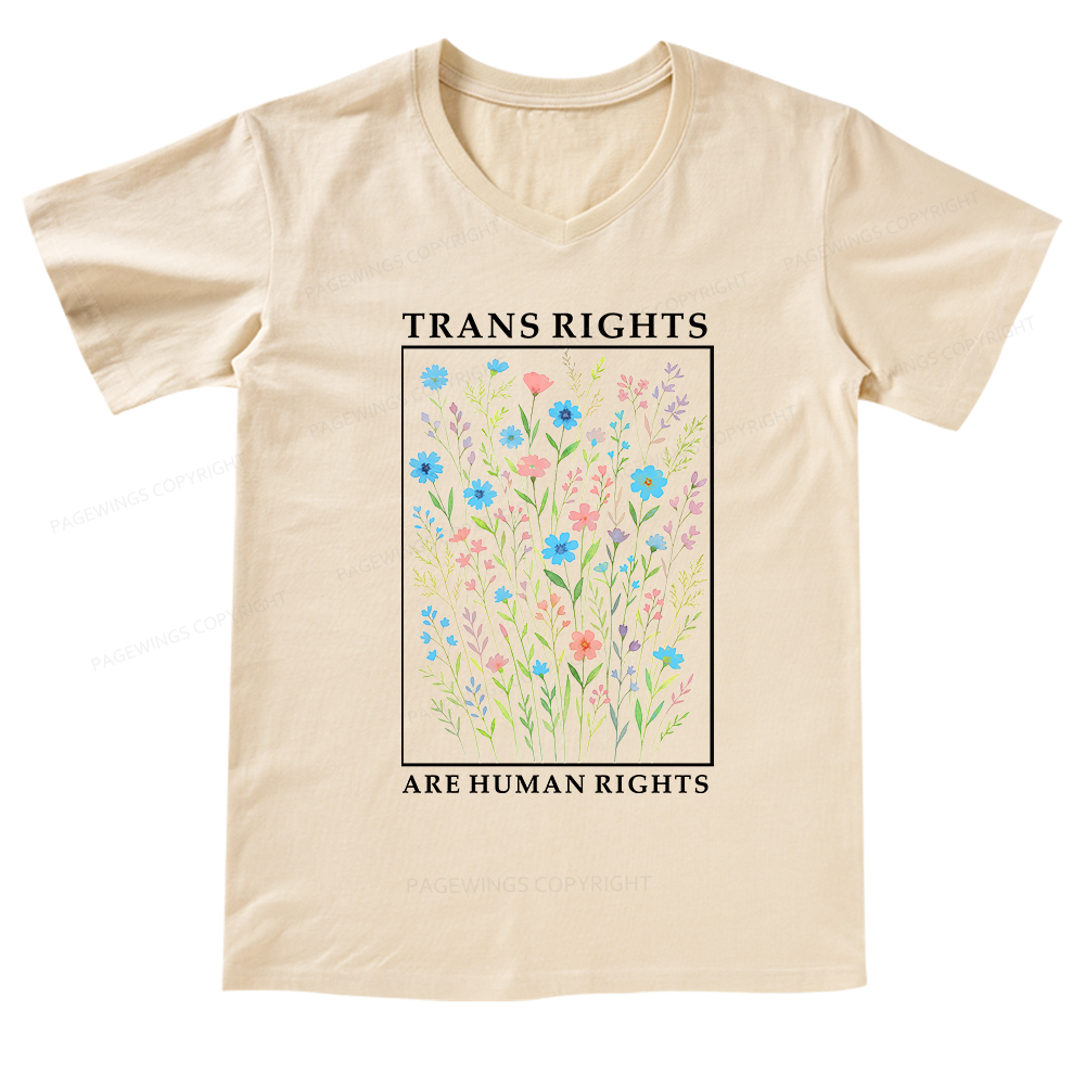 Pagewings Trans Rights Are Human Rights V-neck T-shirt