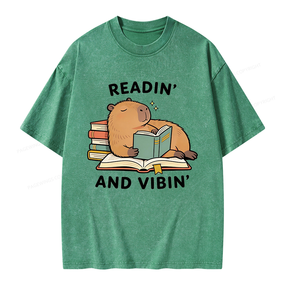 Pagewings Readin' And Vibin' Unisex Washed T-shirt