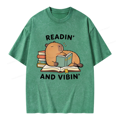 Pagewings Readin' And Vibin' Unisex Washed T-shirt
