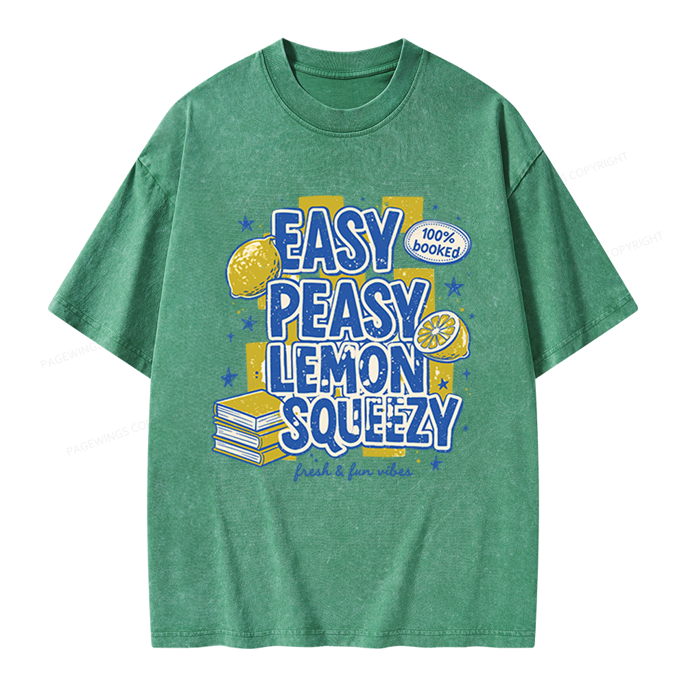 Pagewings Easy Peasy Lemon Squeezy Unisex Washed T-shirt
