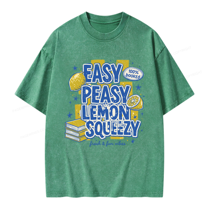 Pagewings Easy Peasy Lemon Squeezy Unisex Washed T-shirt