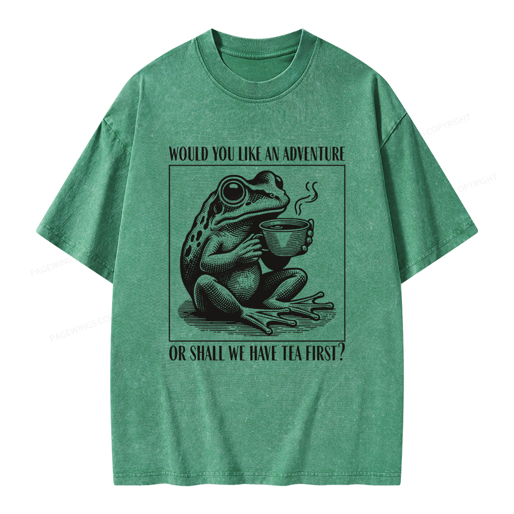 Pagewings Funny Frog Unisex Washed T-shirt