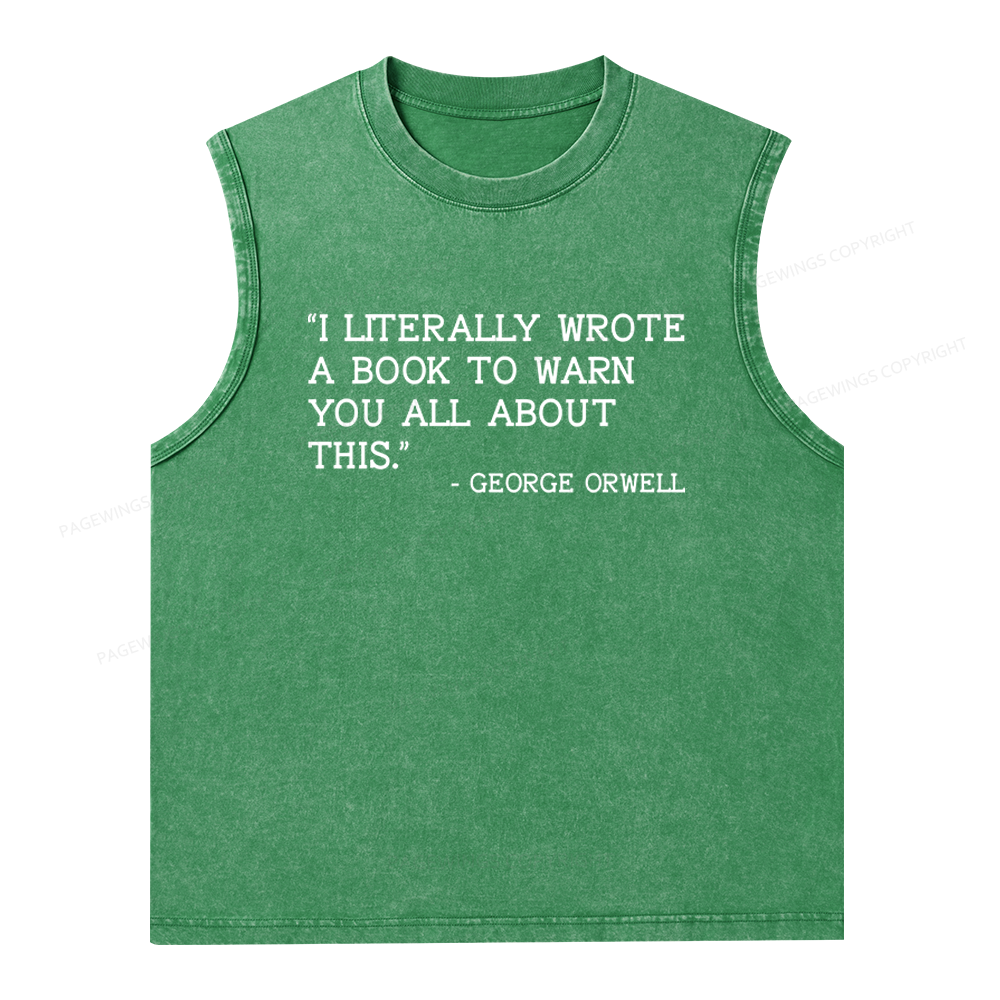 Pagewings I Literally Wrote A Book To Warn Unisex Washed Tank Top