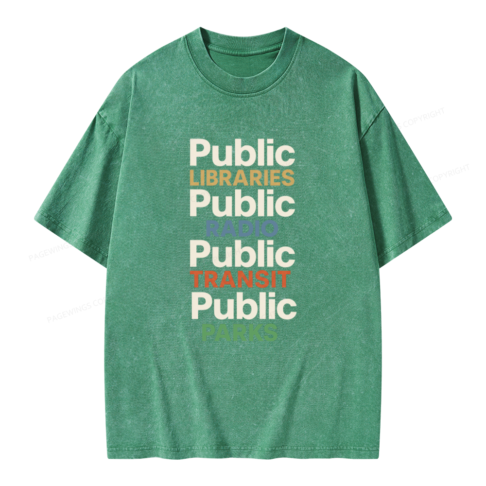 Pagewings Public Libraries Unisex Washed T-shirt