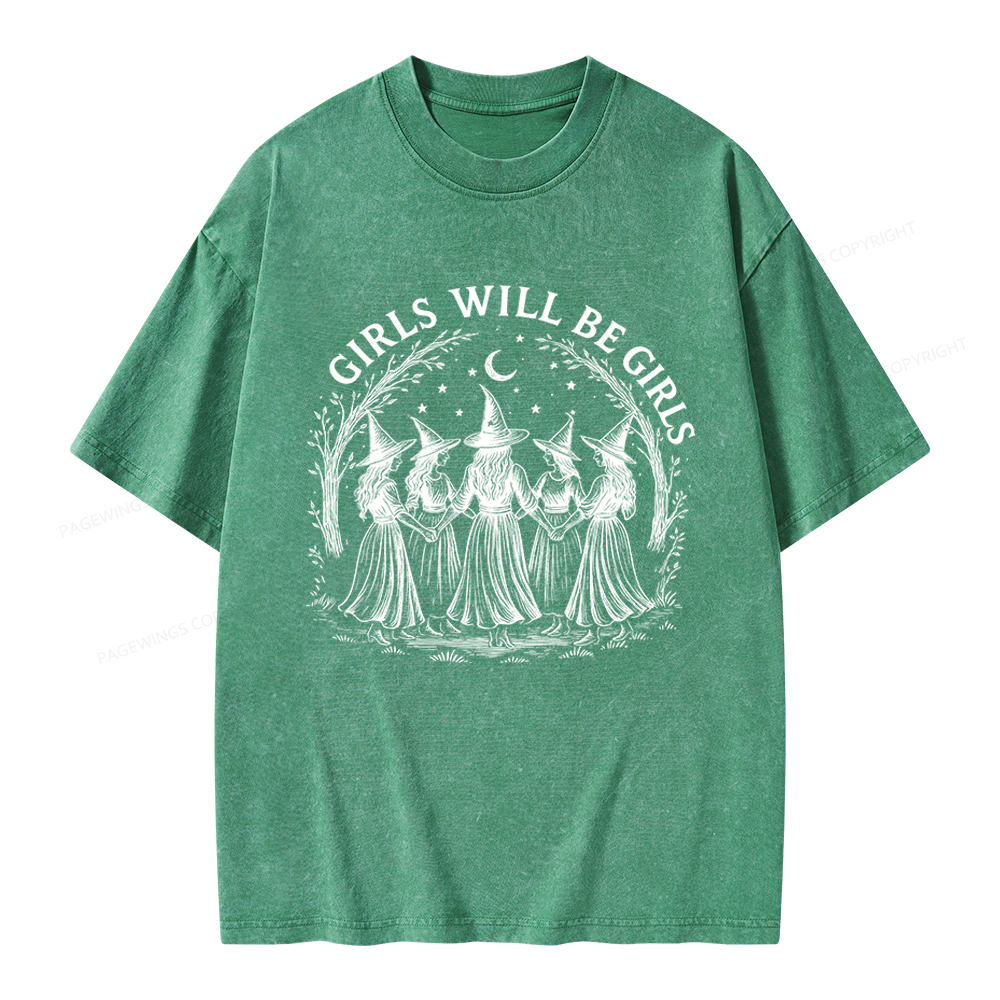 Pagewings Girls Will Be Girls Unisex Washed T-shirt