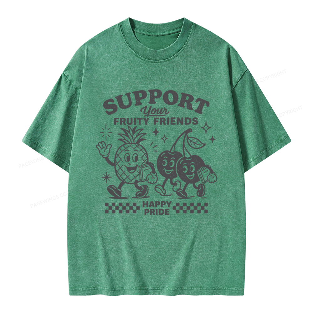 Pagewings Fruity Friends Unisex Washed T-shirt