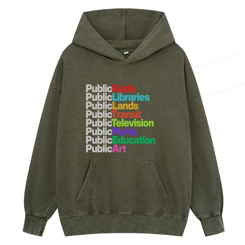 Pagewings Public Libraries Unisex Washed Hoodie