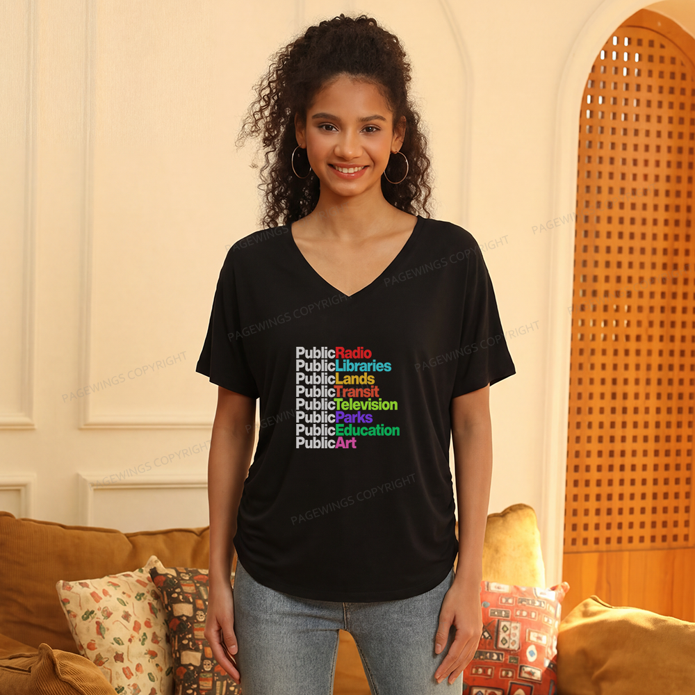 Pagewings Public Libraries Soft Women's Modal V-neck T-shirt