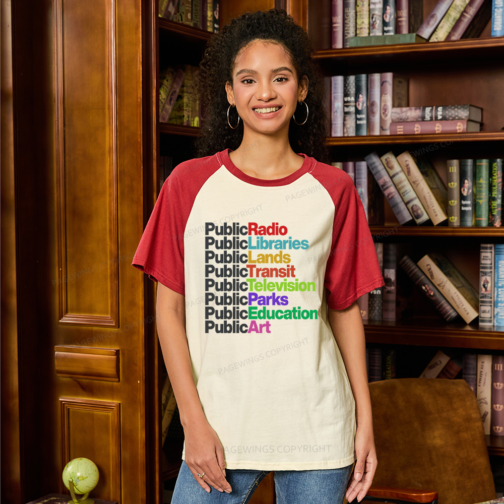 Pagewings Public Libraries Raglan T-shirt