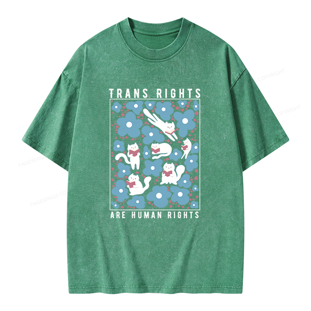 Pagewings Trans Rights Are Human Rights Unisex Washed T-shirt