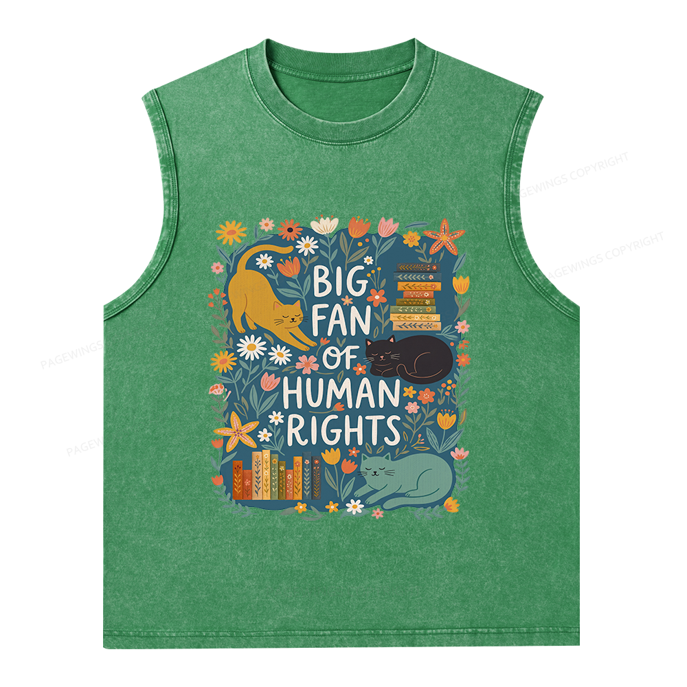 Pagewings Big Fan Of Human Rights Unisex Washed Tank Top