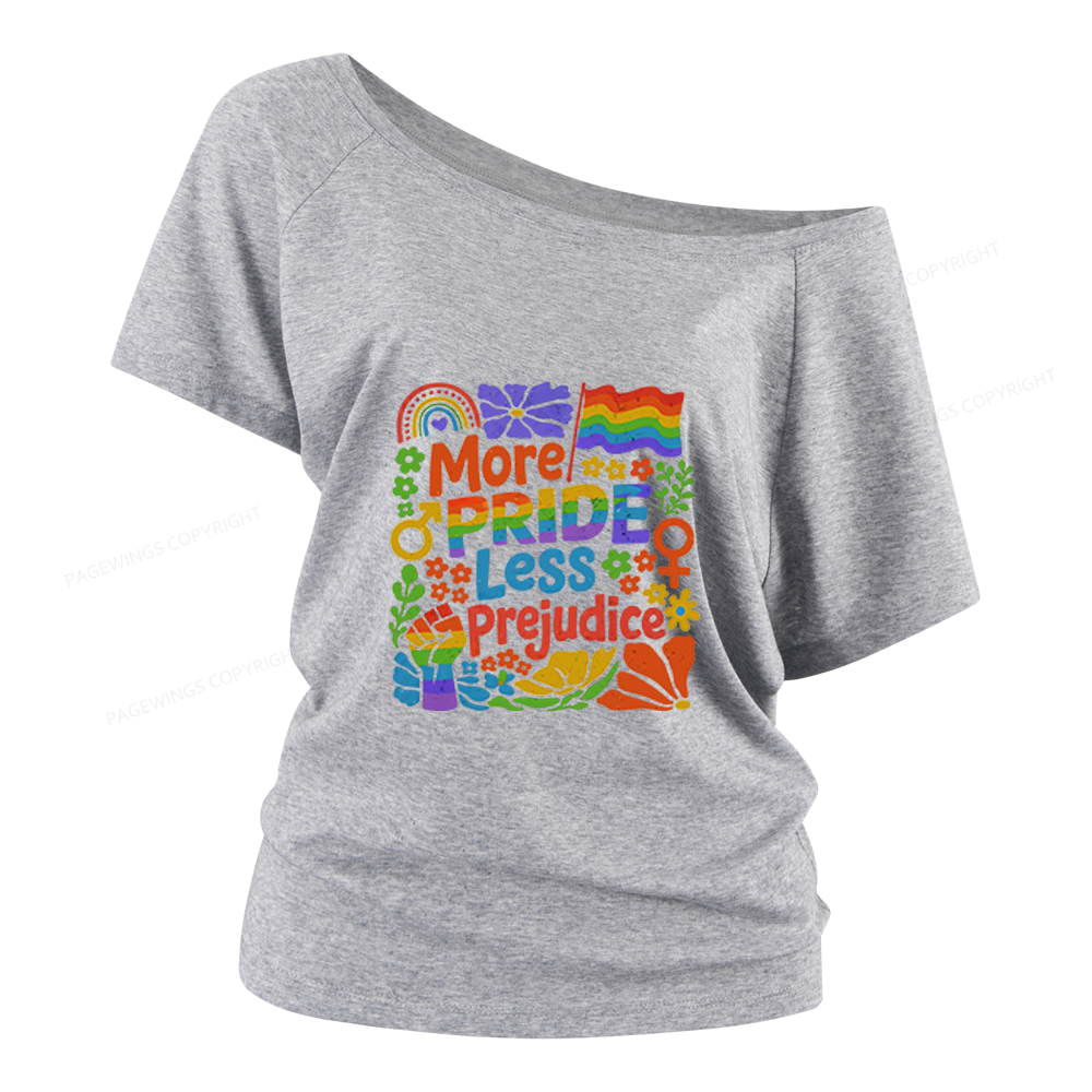 Pagewings More Pride Less Prejudice Women Off Shoulder T-shirts