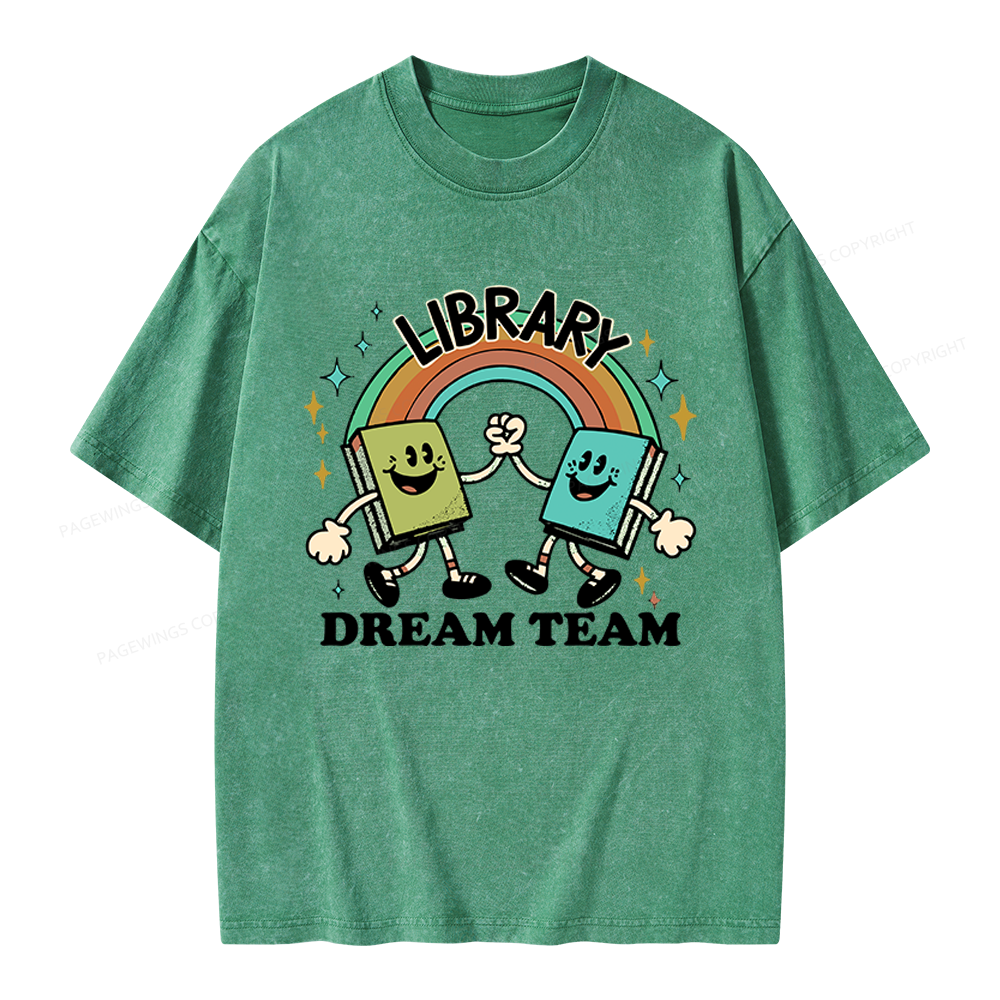 Pagewings Library Dream Team Funny Unisex Washed T-shirt