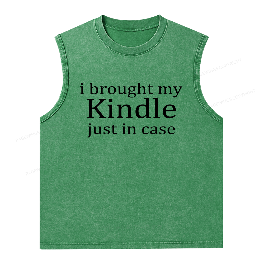 Pagewings I Brought My Kindle Just In Case Unisex Washed Tank Top