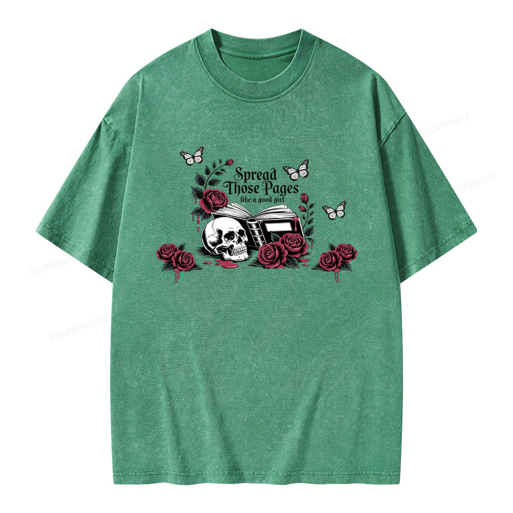 Pagewings Dark Academia Book Lover Unisex Washed T-shirt