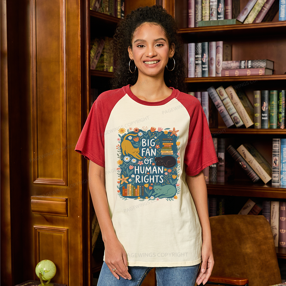 Pagewings Big Fan Of Human Rights Raglan T-shirt