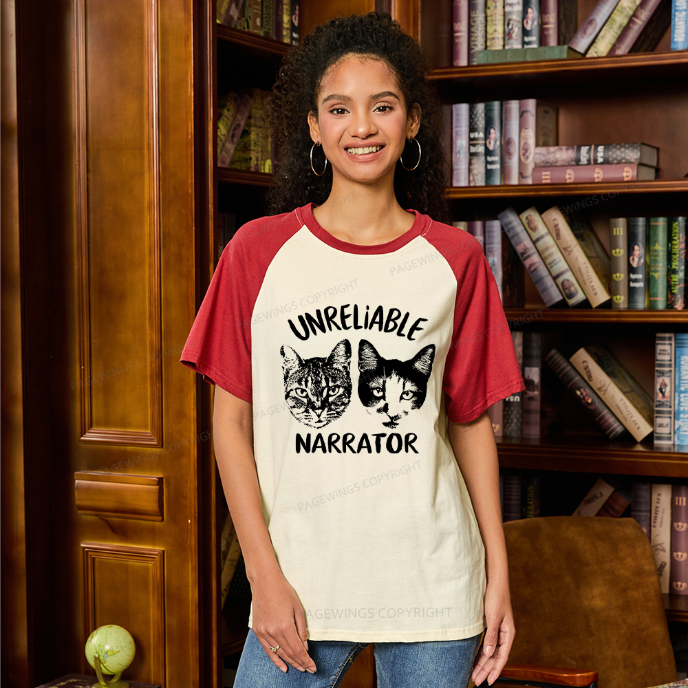 Pagewings Unreliable Narrator Raglan T-shirt